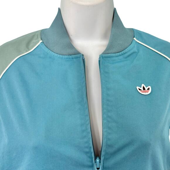 adidas x CLOT Edison Chen Blue Green White Striped Collegiate Jacket size XS - Picture 14 of 14